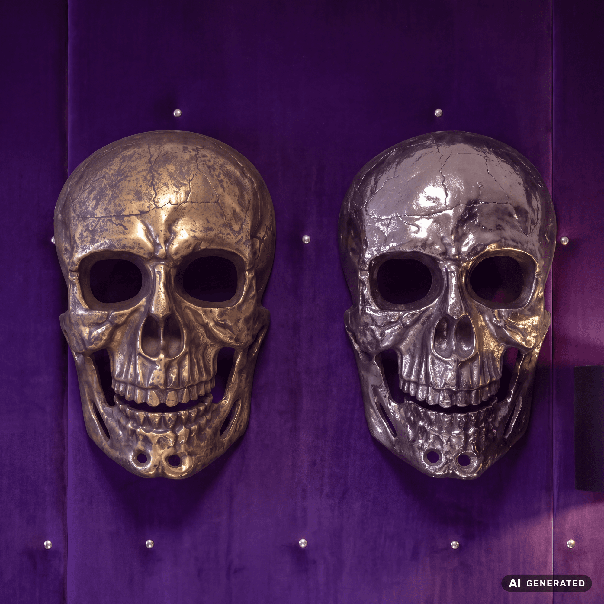 Finebuy Wanddeko Totenkopf Aluminium 41 Cm Schädel Groß, Design Wanddekoration Metall Deko Alu Modern, Wohndeko Skull, Wandskulptur Dekoration Wohnaccessoire