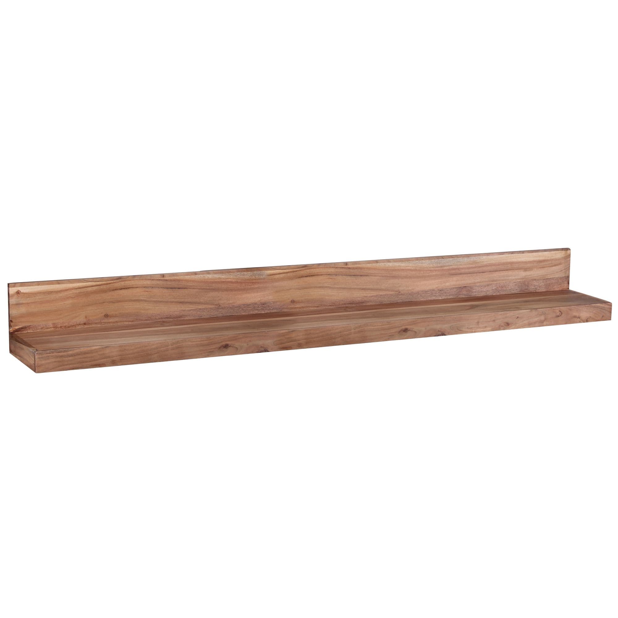 Finebuy Wandregal Massivholz Akazie Holzregal Landhausstil Hängeregal Wandboard Naturprodukt Regal Größe Wählbar