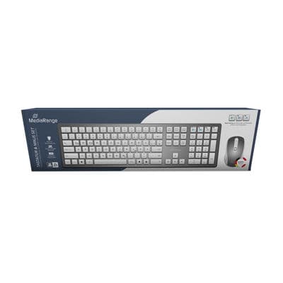 Mediarange Funk-Tastatur Und Optis. Funk-Maus Set Qwertz Sil