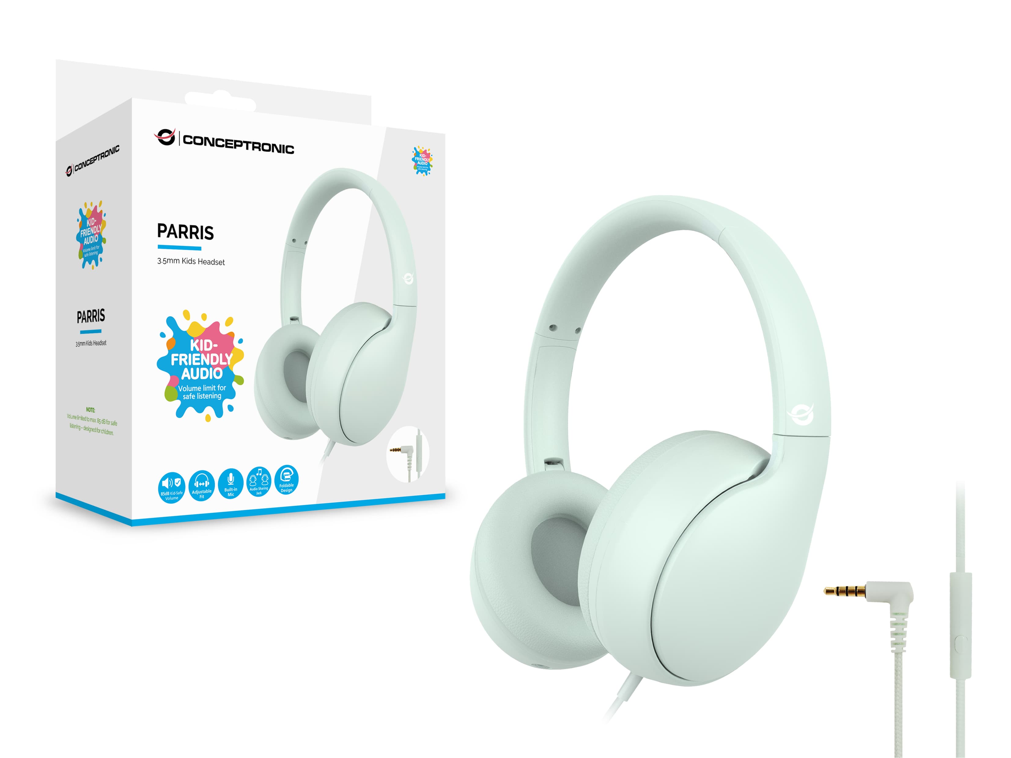 Conceptronic Kids Headset +Schalter 85db 1.60m Gn