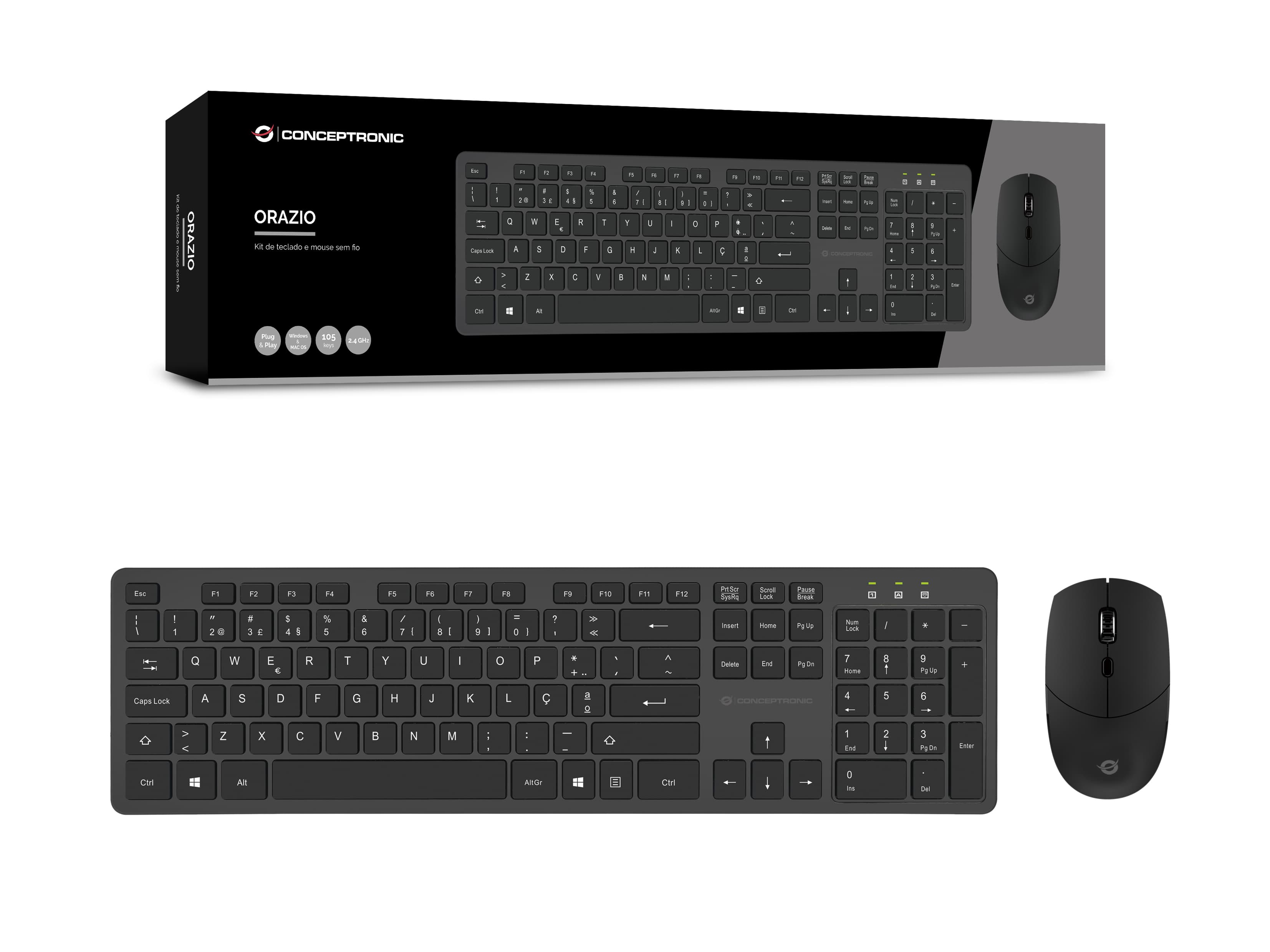 Conceptronic Tastatur+Maus Wireless Layout Pt Schwarz