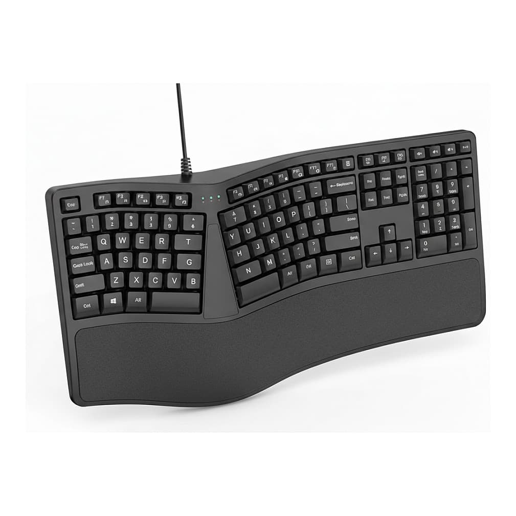 Trust Keyra Ergonomische Multi-Device-Funktastatur - Bluetooth, 2.4 Ghz - De- Schwarz