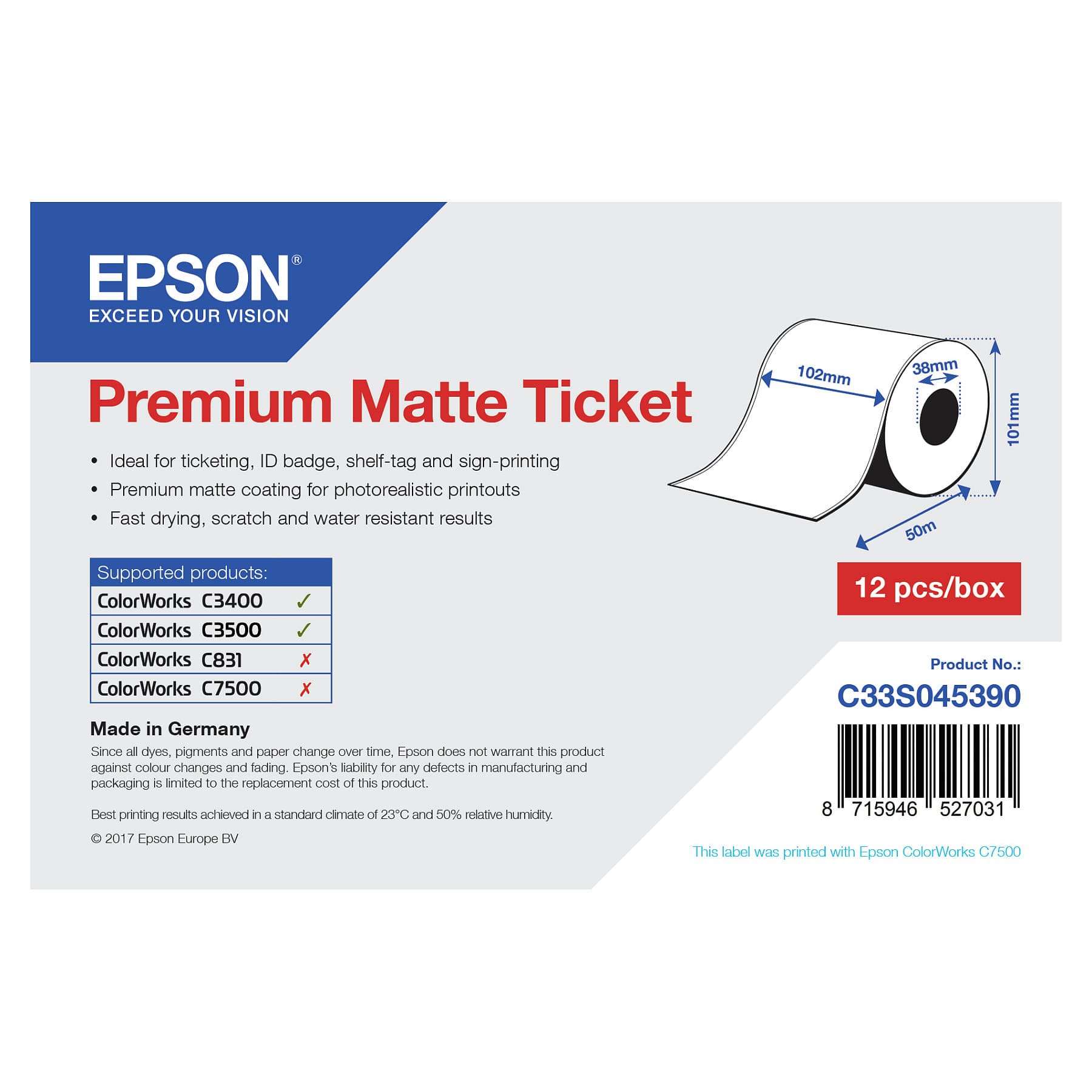 Epson Premium, 102mm X 50m, 107 G/M²