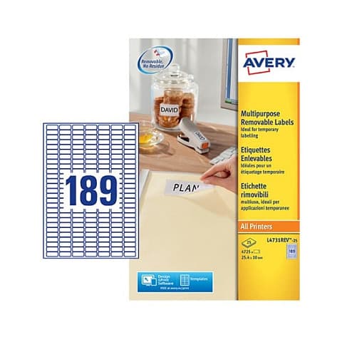 Avery Zweckform Etiketten L4731rev-25 Weiß 25,4 X 10,0 Mm - 5.670 Stück