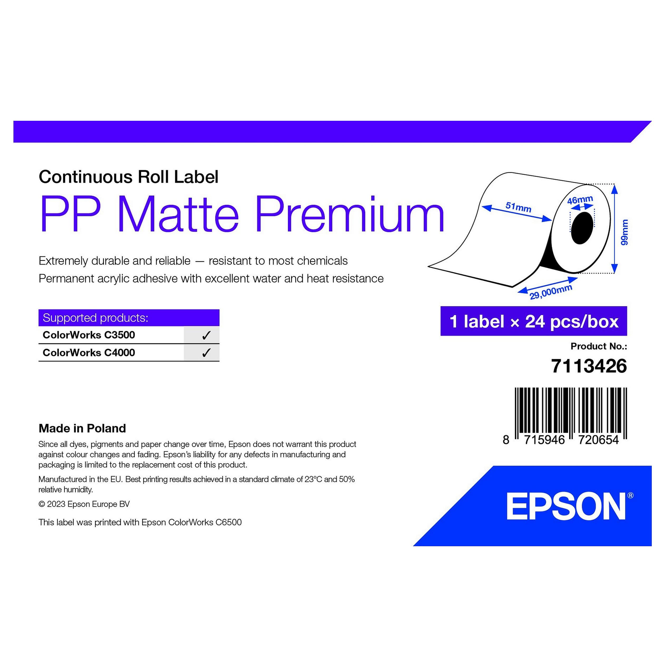 Epson 7113426 Printer Label