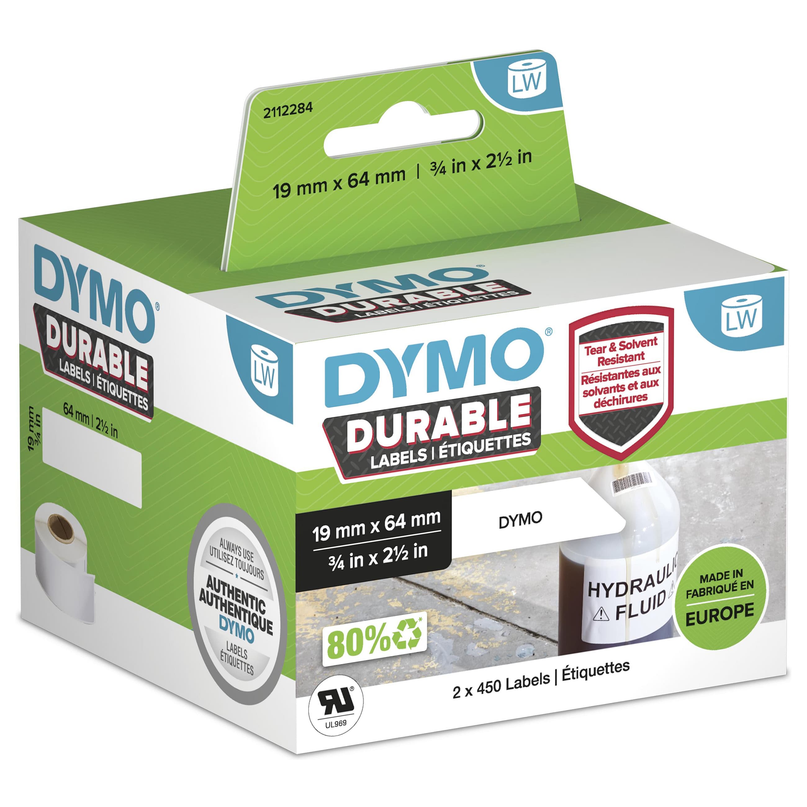 Dymo Lw-Kunststoff-Etiketten 19 X 64 Mm 2x 450 St.