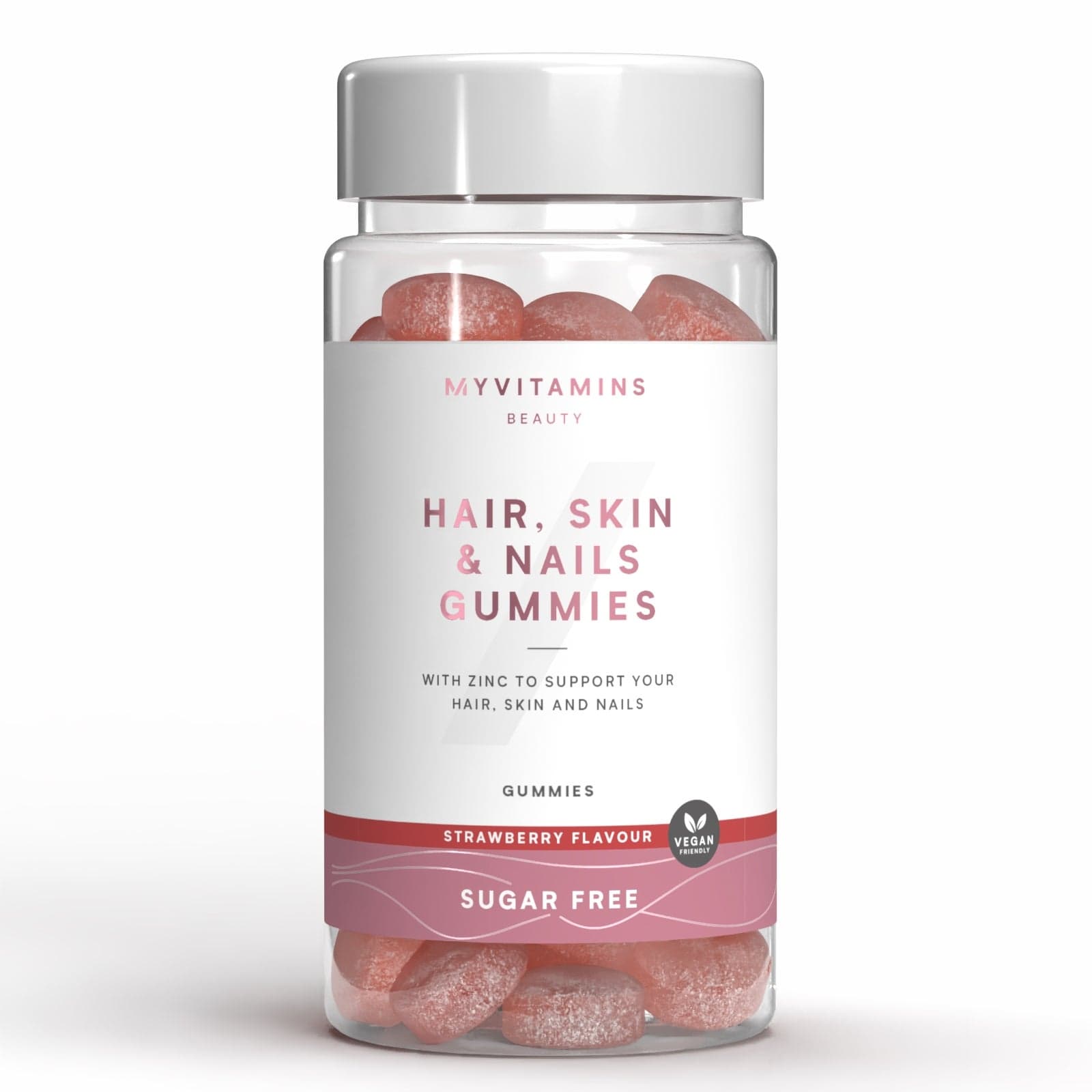 Zuckerfreie Hair, Skin & Nails Fruchtgummis - 60gummibärchen - Sugar Free Strawberry