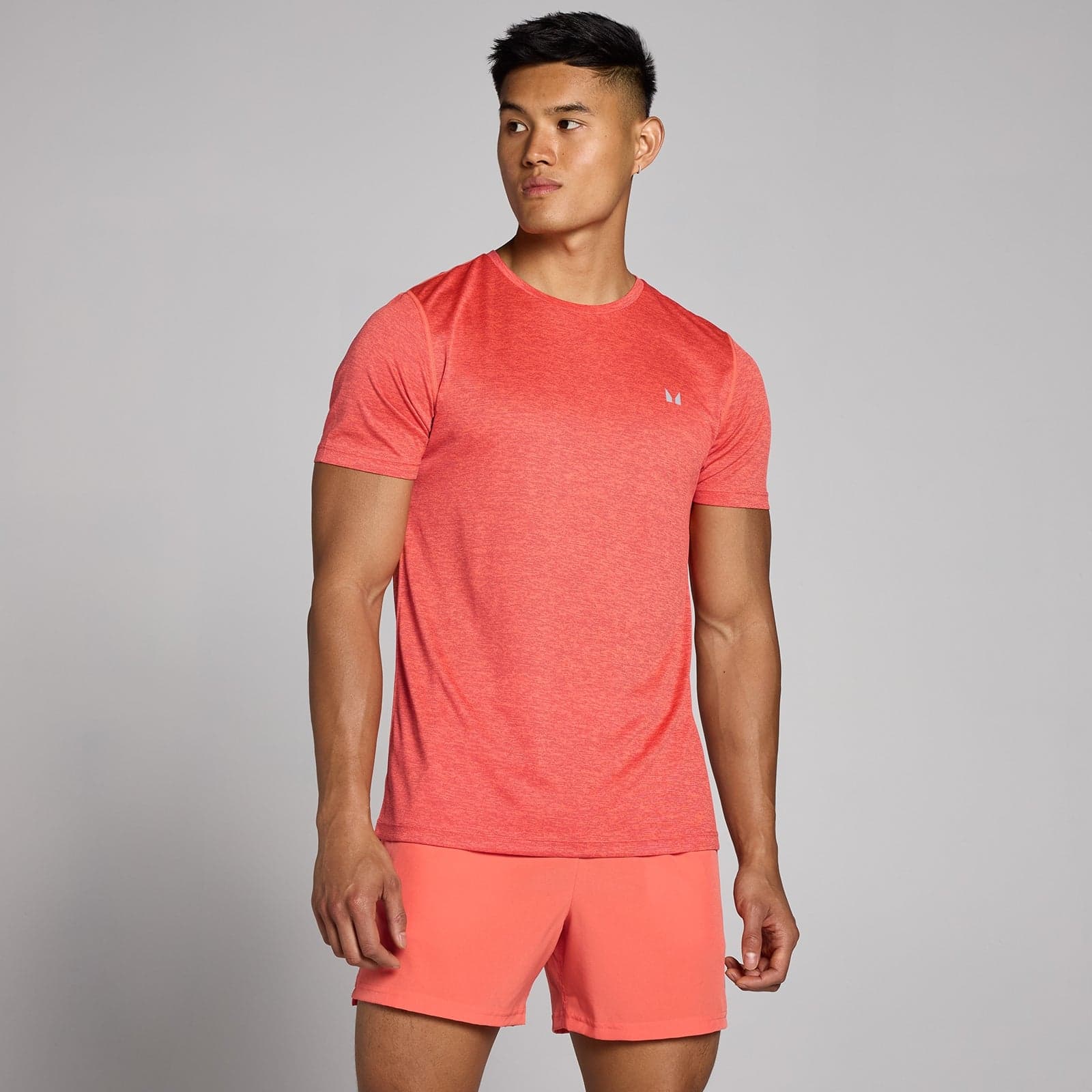 Mp Herren Tempo Meliertes T-Shirt – Korallenrot - S