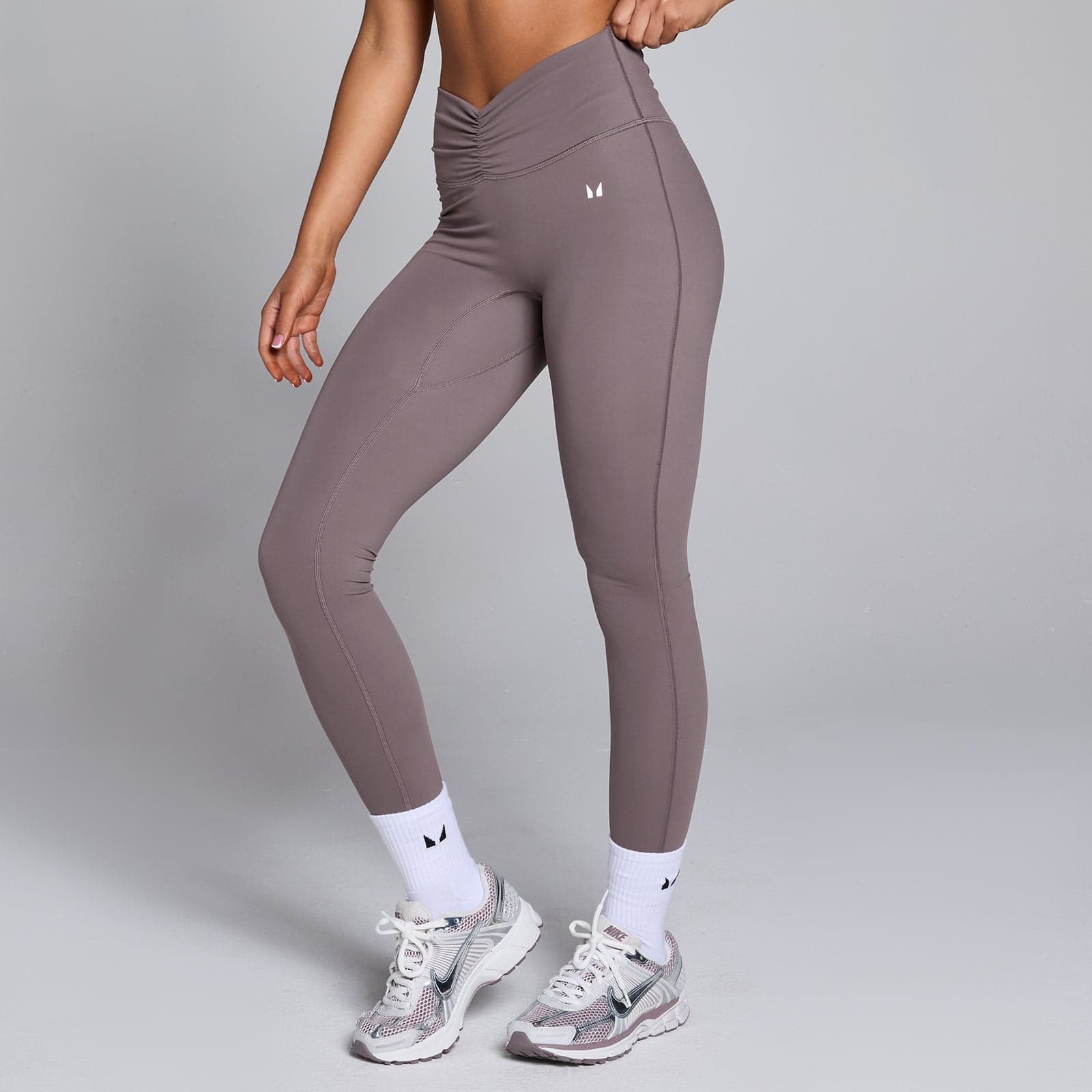 Mp Damen Tempo Leggings Mit Geraffter Vorderseite – Mokka - L