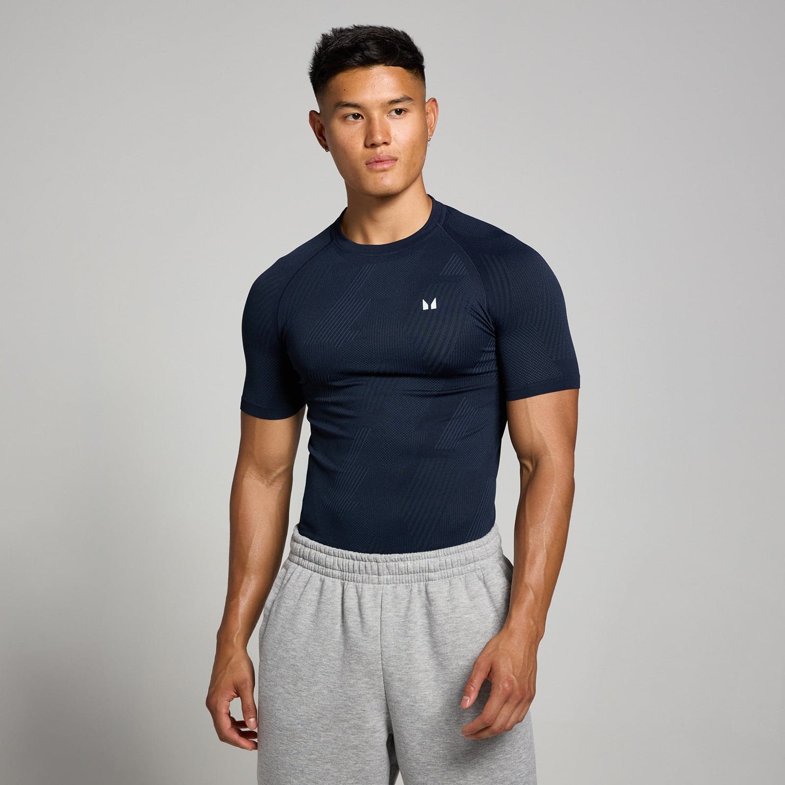 Mp Herren Tempo Nahtloses T-Shirt Mit Grafikelement – Marineblau - Xl