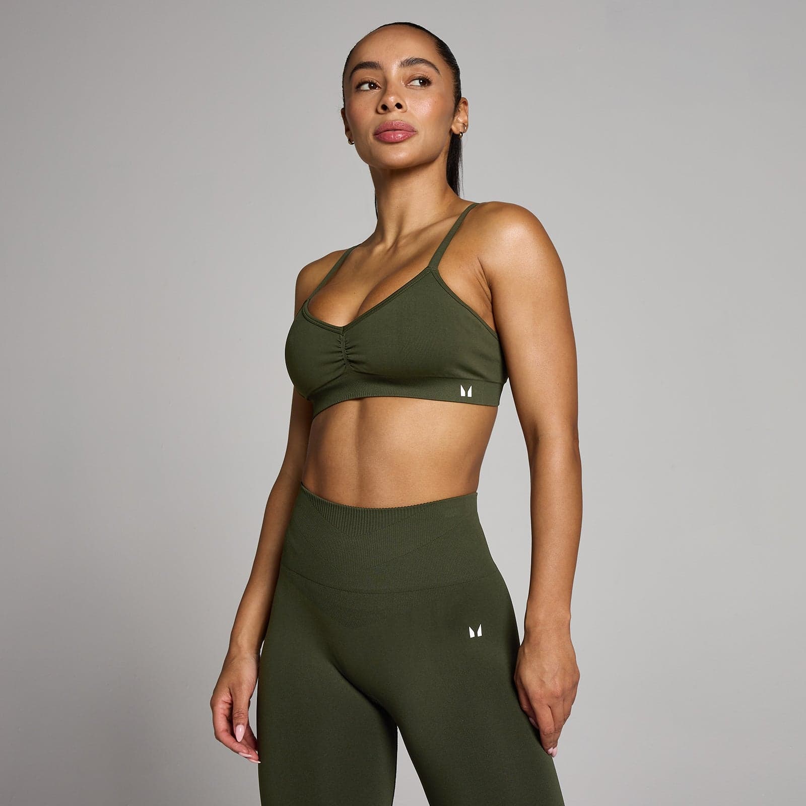 Mp Damen Tempo Nahtlos Gerafft Sport-Bh - Waldgrün - Xl