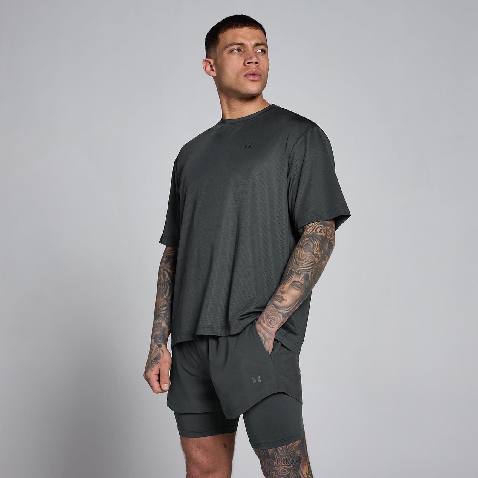 Mp Herren Hybrid Oversized Mesh-T-Shirt – Vintage-Schwarz - Xxxl