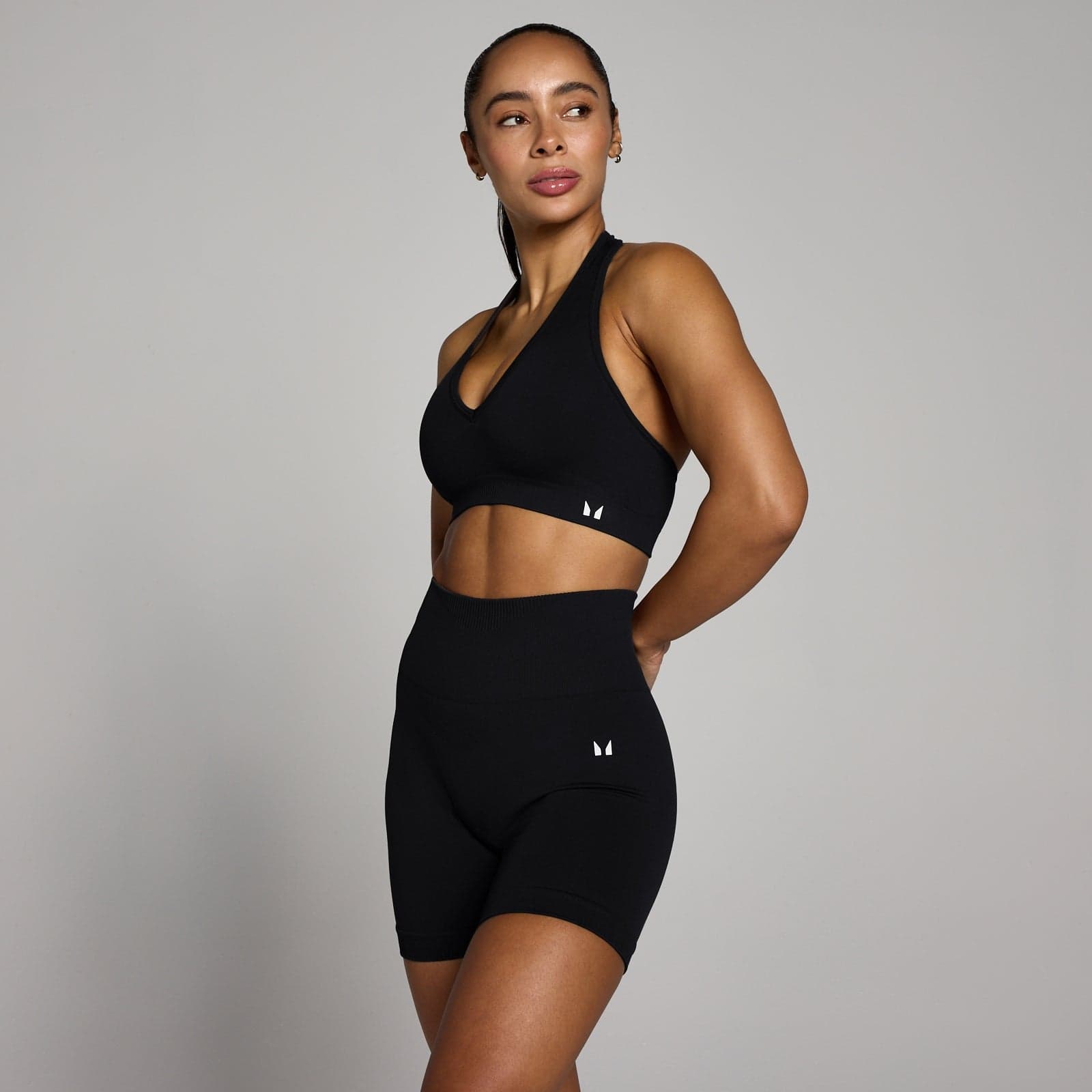 Mp Damen Tempo Nahtlos Neckholder Sport-Bh - Schwarz - Xs