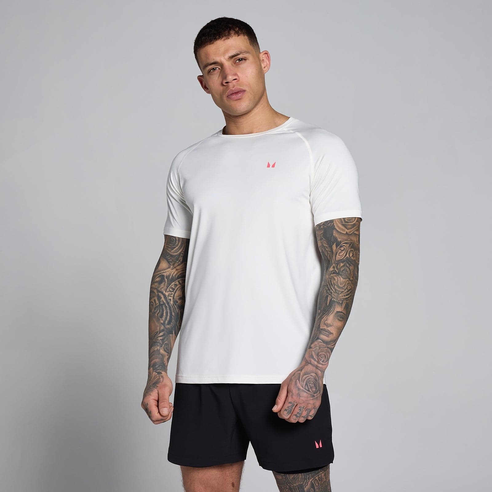 Mp Herren Training T-Shirt - Off White / Vibrant Pink - L