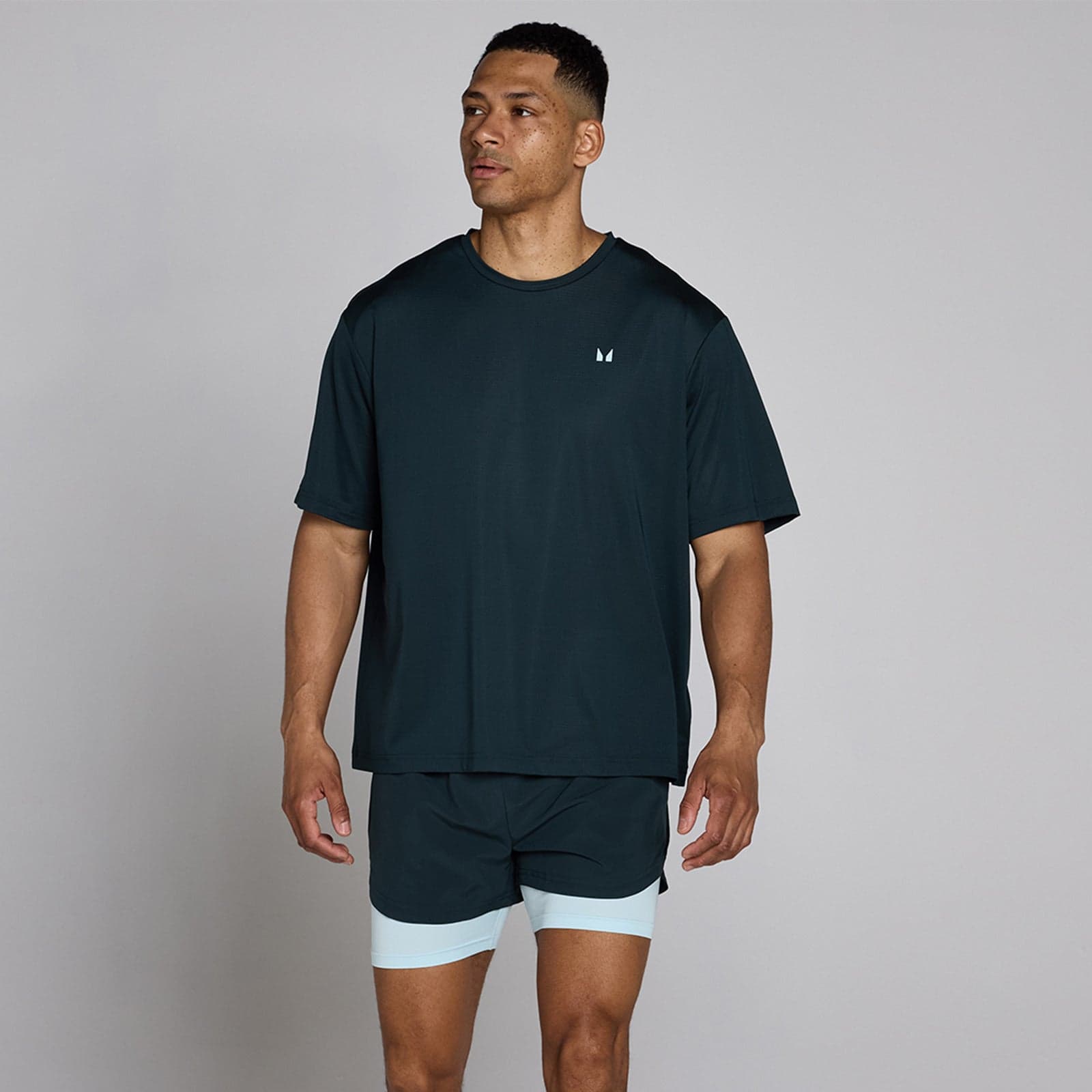 Mp Herren Hybrid Oversized Mesh T-Shirt – Verwaschenes Blau - S