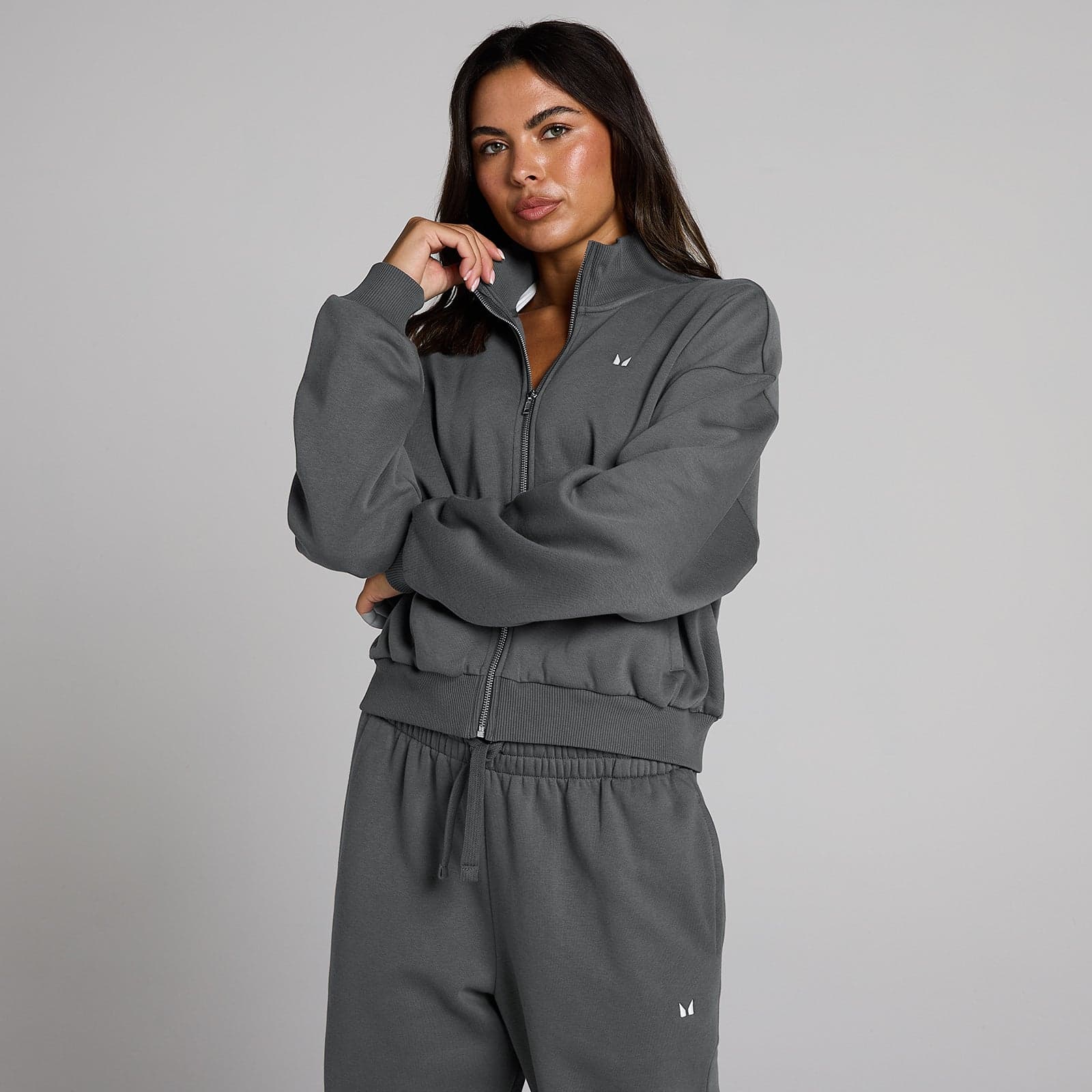 Mp Damen Basics Bomberjacke Mit Reißverschluss – Dunkelgrau - Xl