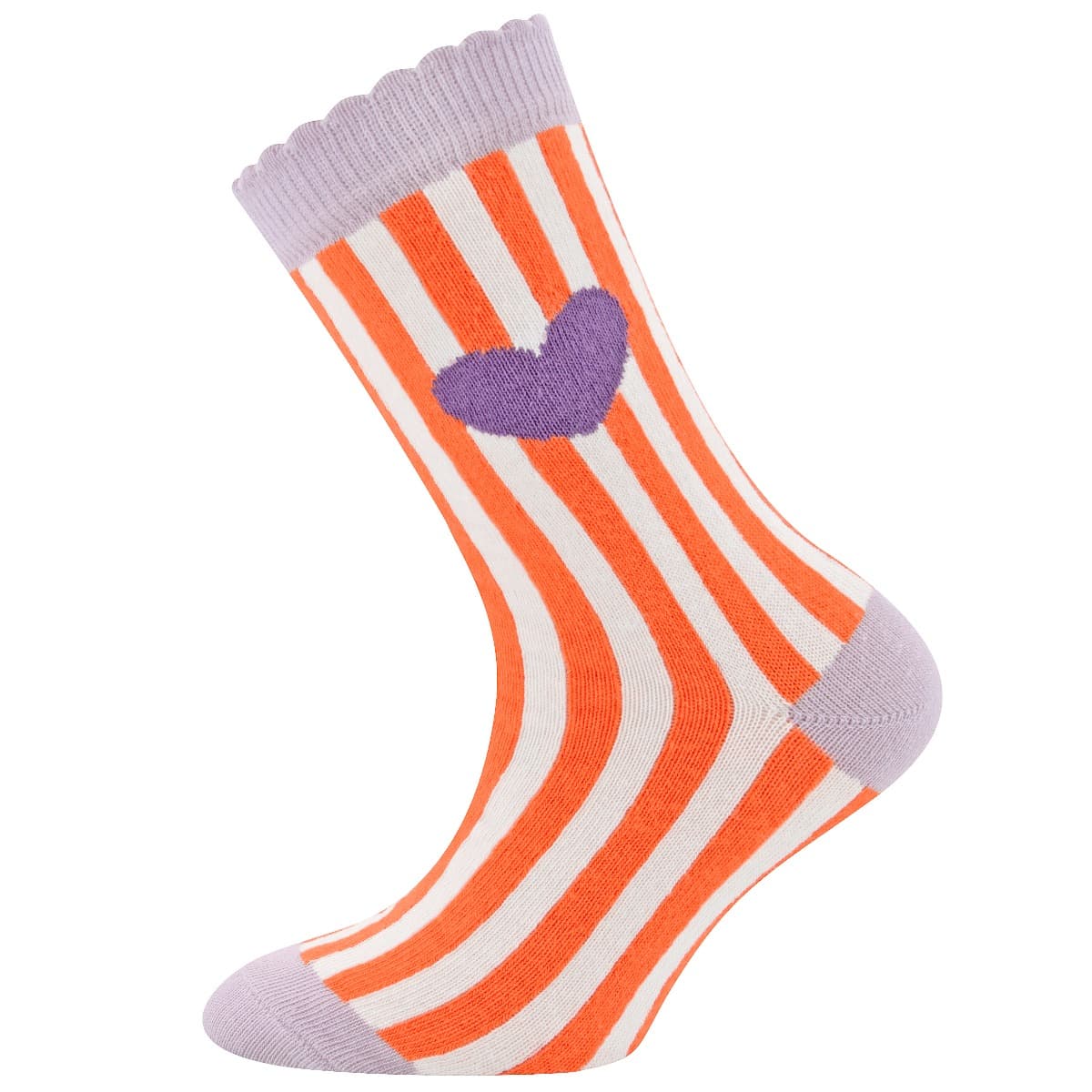 Kindersocken Aus Baumwolle Mit Herz Und Streifen - H.Flieder - 23-26 - 1 Paar