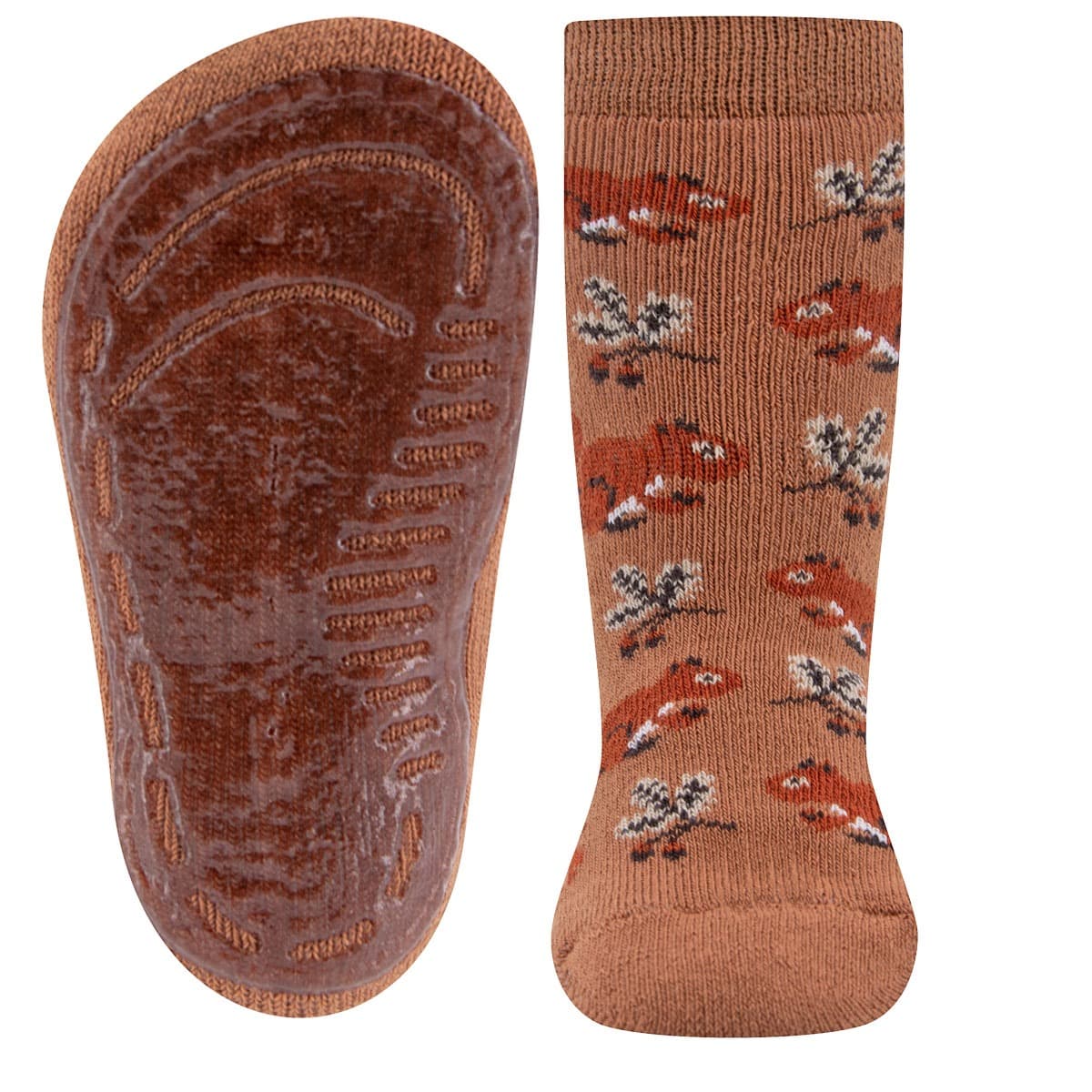 Kindersocken Rutschfest Mit Eichhörnchen-Druck - Hell-Nougat - 27-28