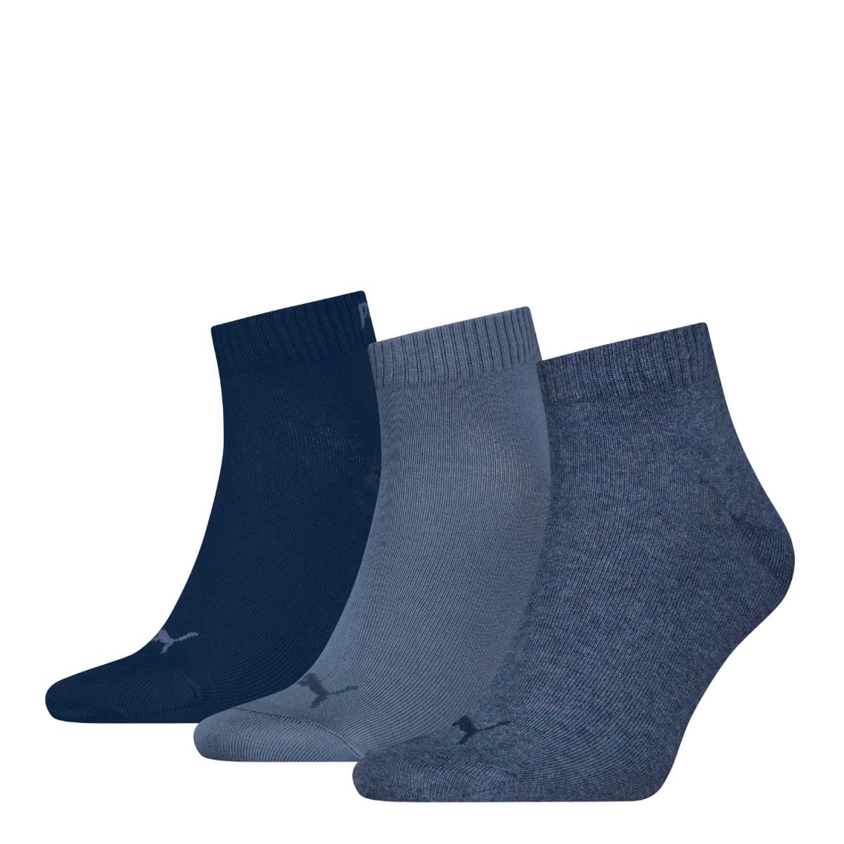 Unisex Viertel Socken - Denim Blau - 47-49 - 3 Paar