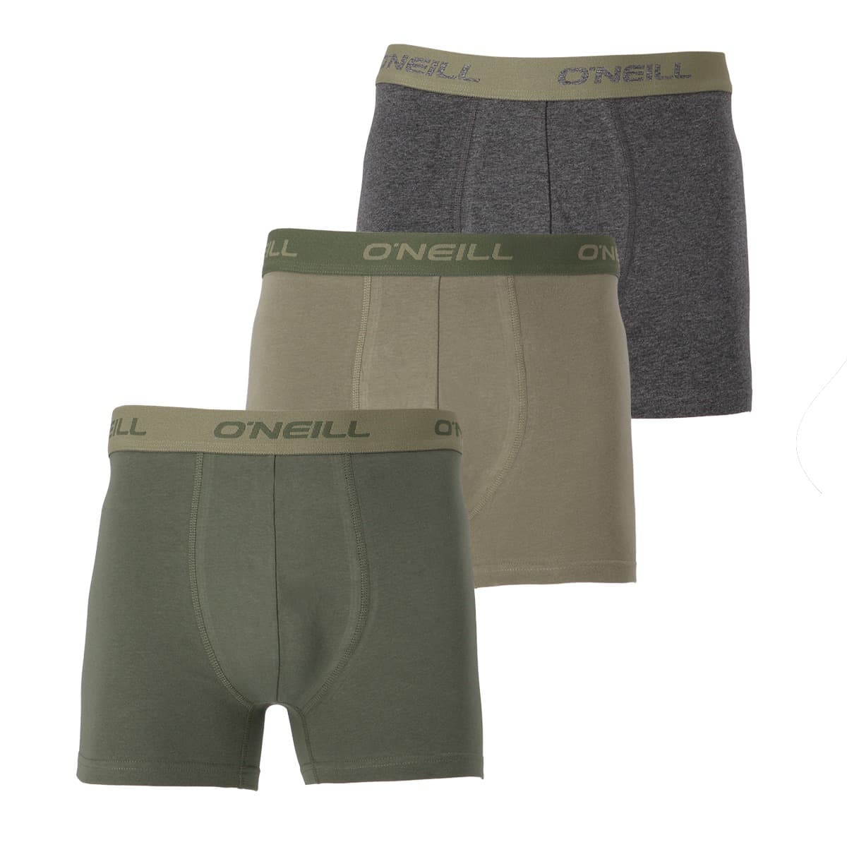 Herren Einfarbige Boxer Shorts Aus Baumwolle - Grün / Anthrazit Mel - S - 3 Paar