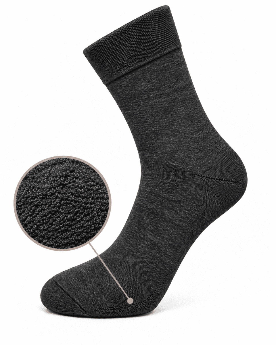 Unisex Diabetes Sokken Medium Met Badstofzool - Antraciet - 39-42 - 2 Paar