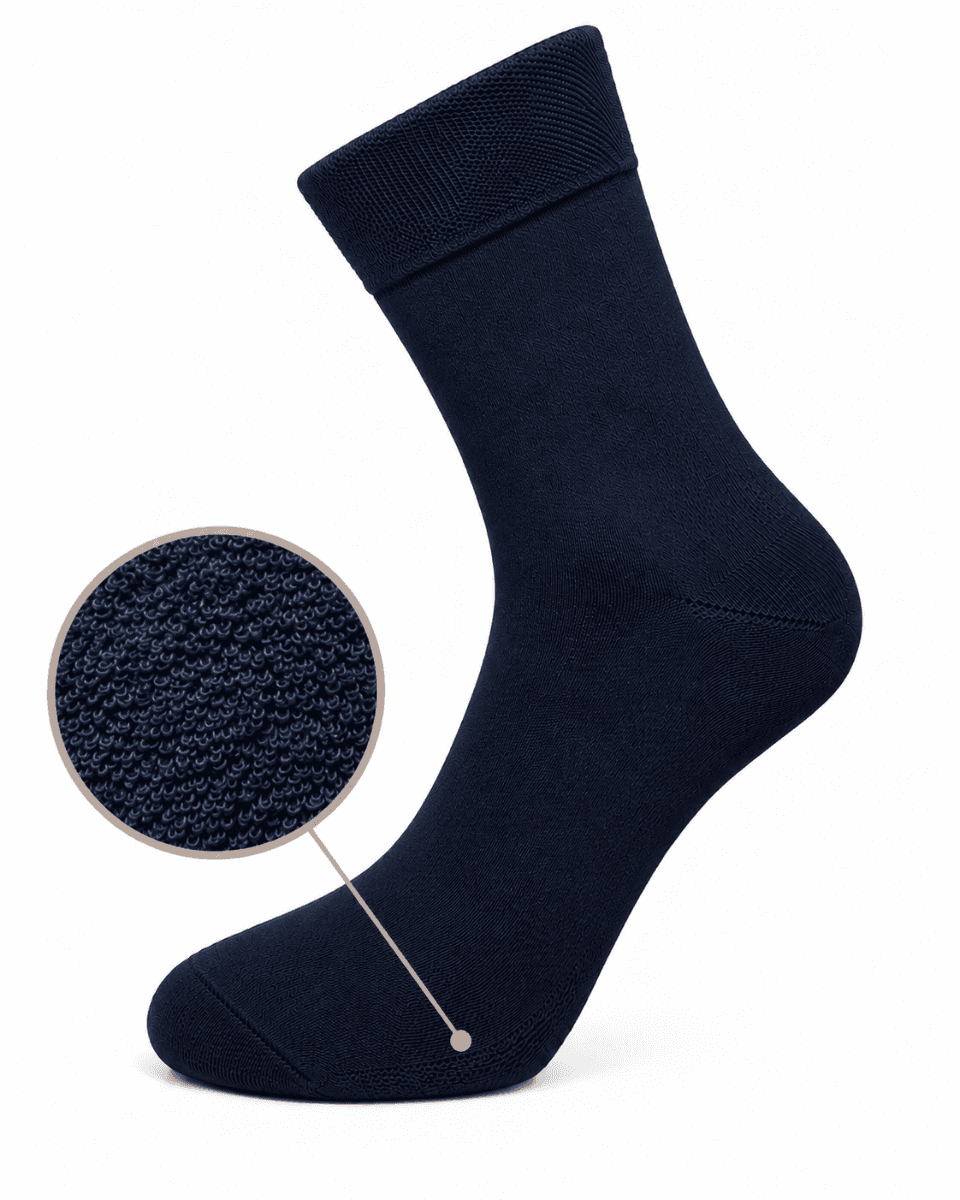Unisex Diabetes Sokken Medium Met Badstofzool - Marine - 43-46 - 2 Paar