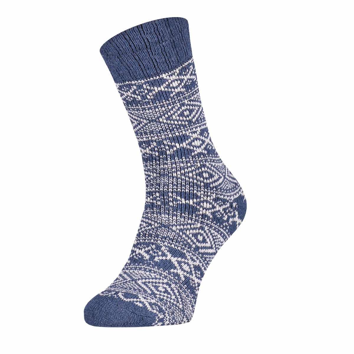 Dick Gestrickte Wollsocken Mit Norwegischem Muster – Dunkle Jeans – 39-42