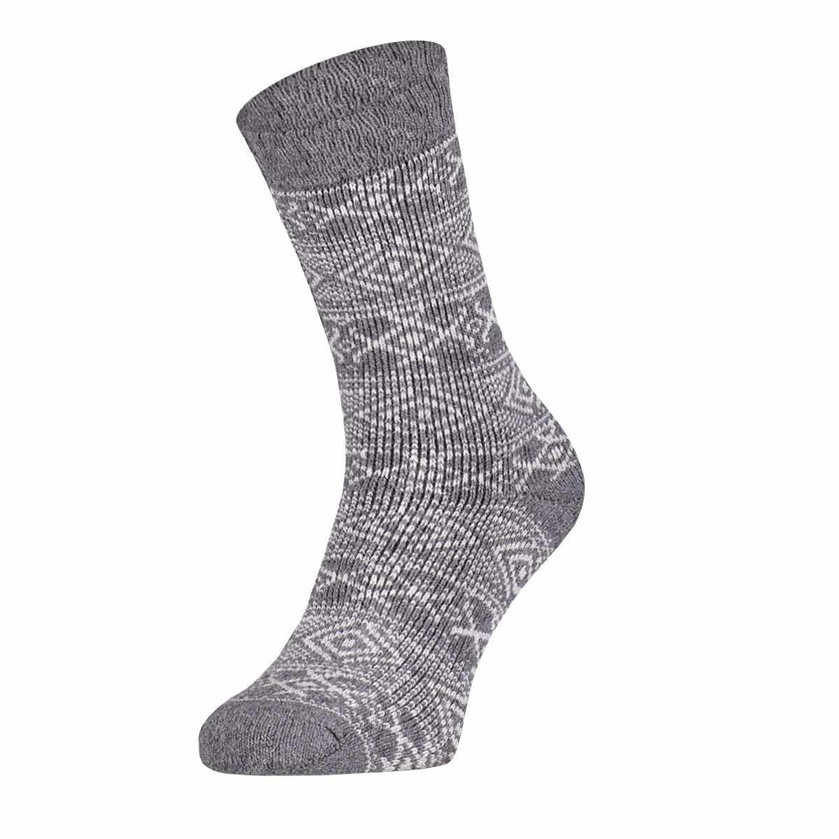 Dicke Wollsocken Mit Norwegischem Muster – Graumeliert – 39-42