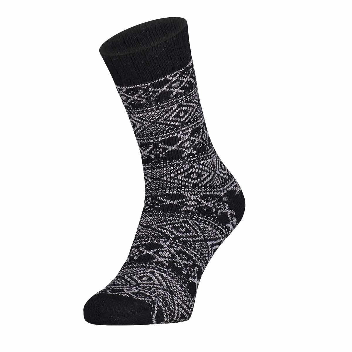 Dick Gestrickte Wollsocken Mit Norwegischem Muster – Schwarz – 35-38