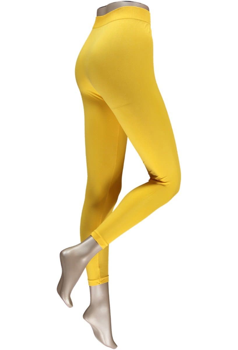 200 Denier Nahtlose Leggings Aus Mikrofaser – Gelb – L-Xl