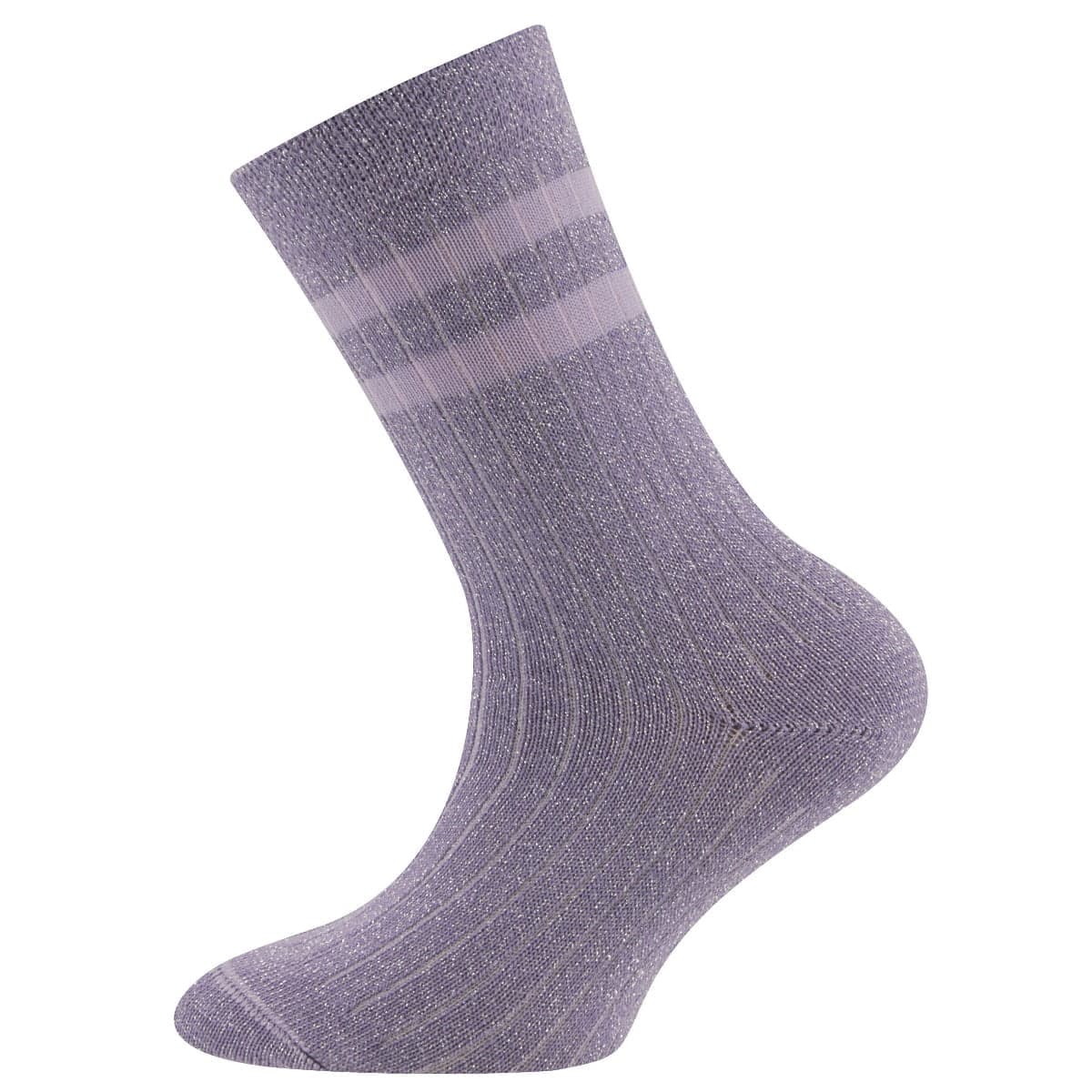 Kinder- Und Damensocken Aus Baumwolle Mit Rippung Und Glitter – Lila – 31-34