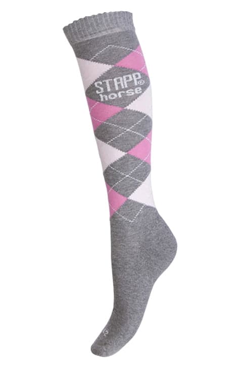 Reitstrümpfe Mit Rautenmuster – Grau Fuchsia – 35-38