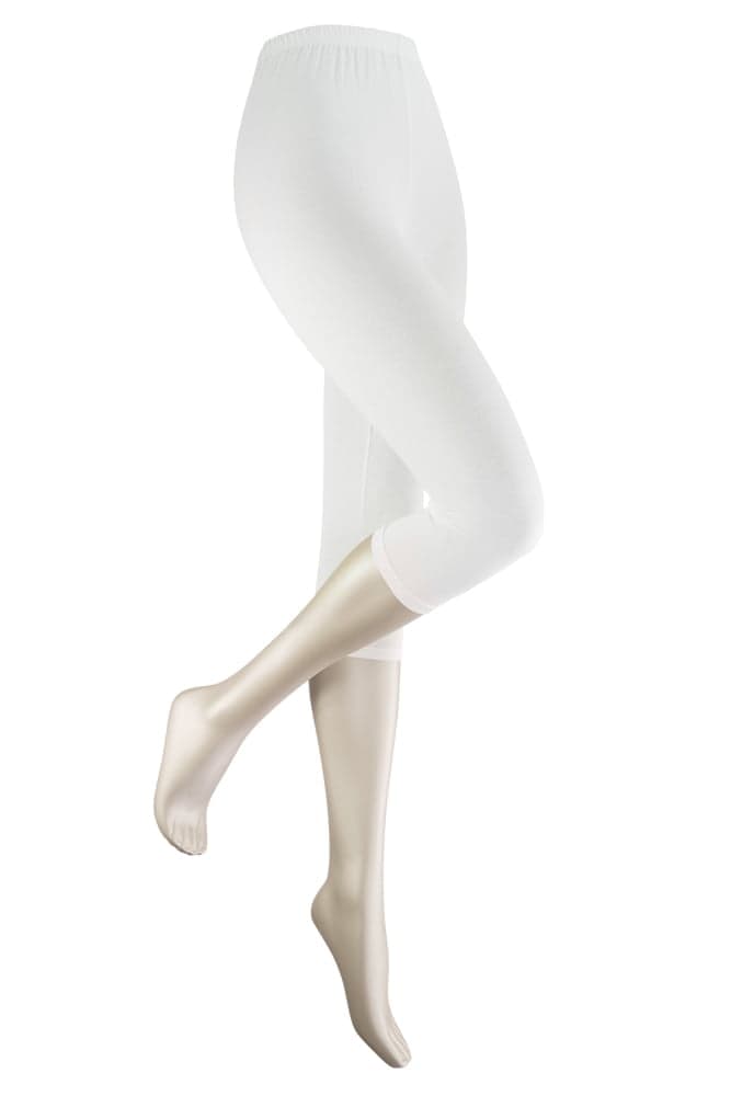 Baumwoll Capri Leggings – Weiß – S-M