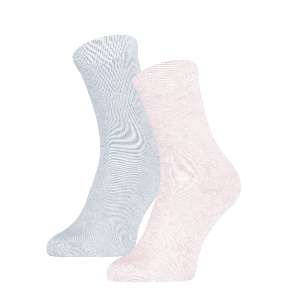 Baumwollkindersocken Einfarbig – L Blau Mel Offwhite Mel – 23-26