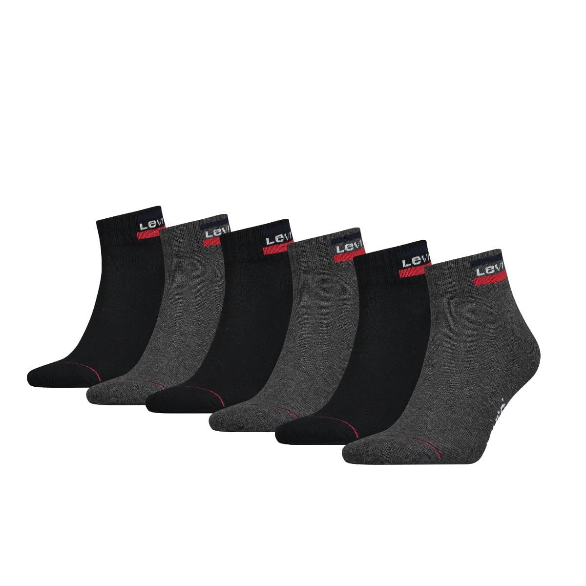 Mid Cut Sportbekleidung Logo 6er-Pack – Schwarz Grau – 43-46