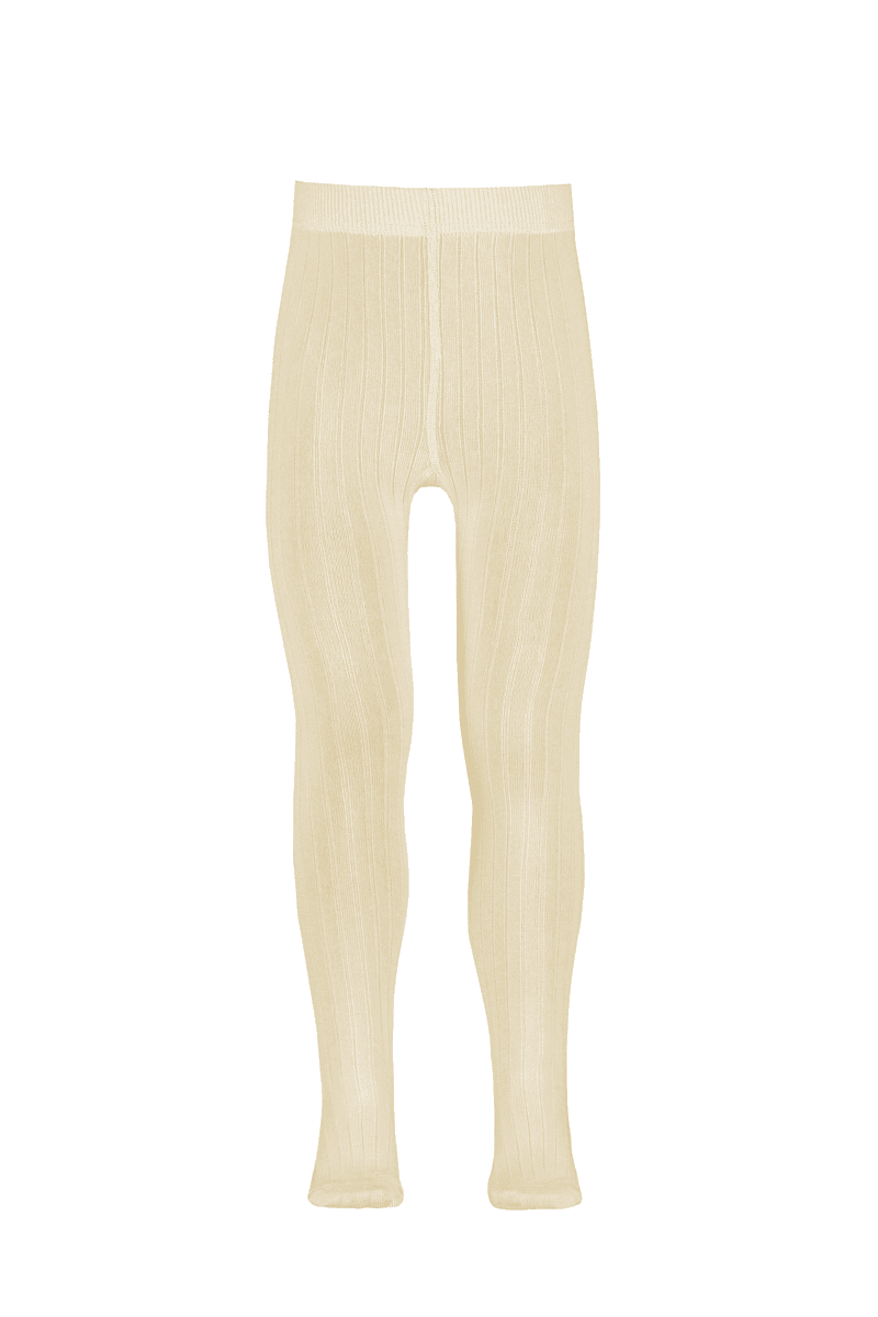 Ripp-Kinderstrumpfhose Aus Baumwolle – Beige Melange – 134-146
