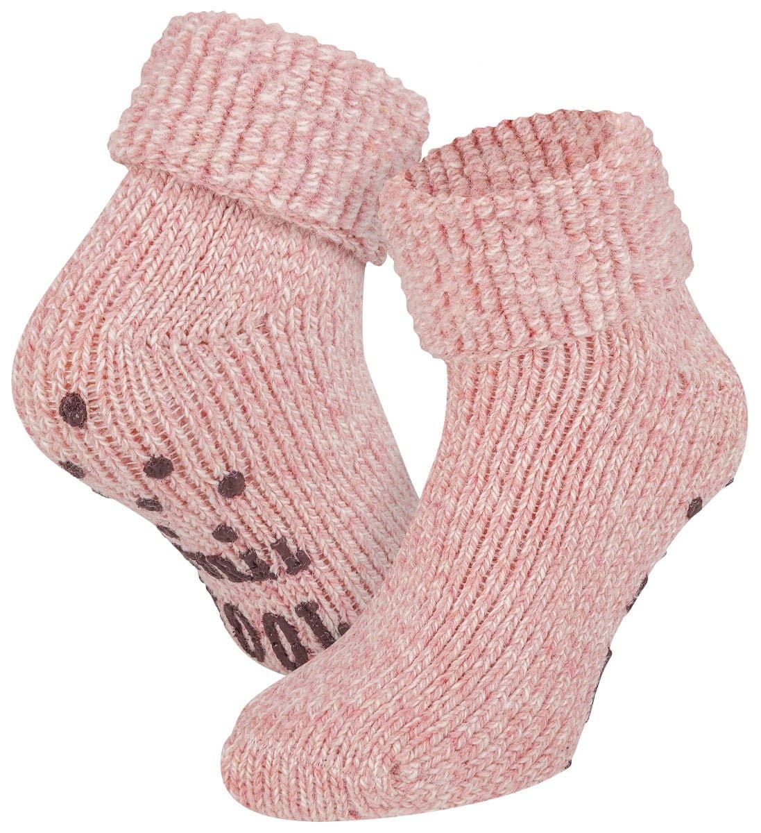 Wollene Damen Haussocken Mit Rutschfester Sohle – Antikes Rosa – 39-42