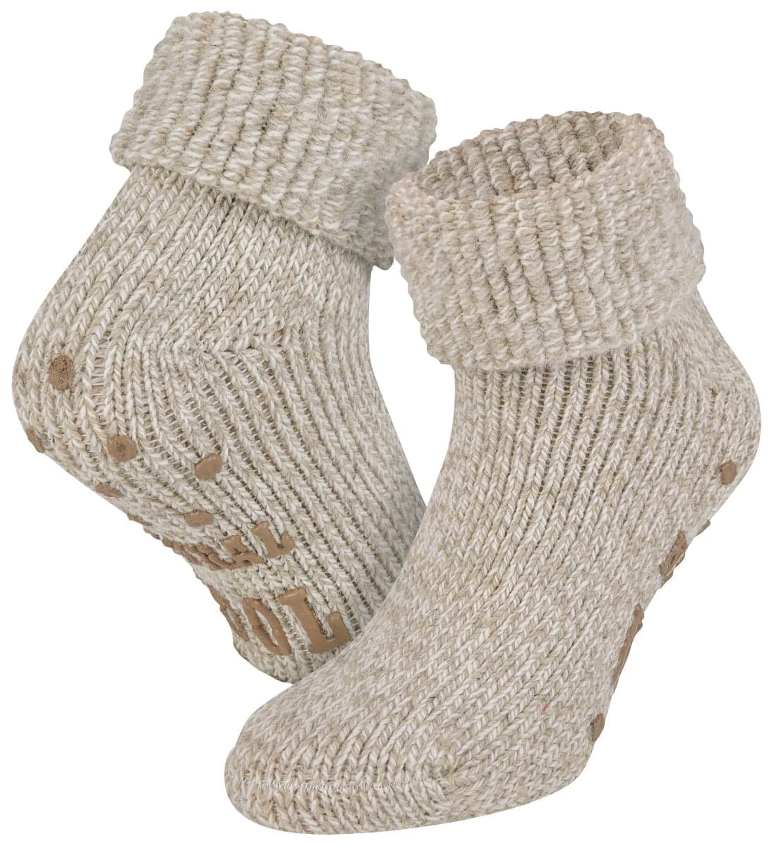 Woll-Damenhaussocken Mit Rutschfester Sohle – Taupe – 39-42
