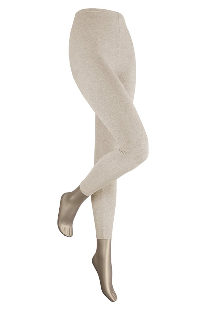 Lange Damenleggings Aus Baumwolle – Beige Melange – L-Xl