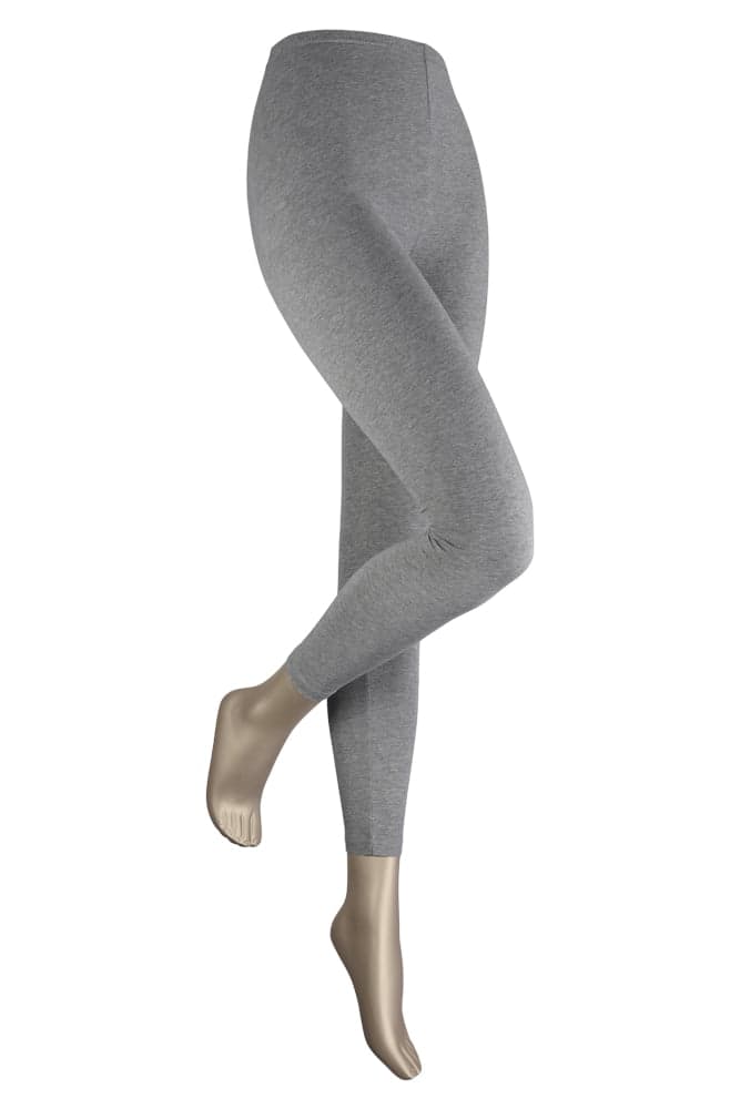 Lange Damenleggings Aus Baumwolle – Mittelgrau – L-Xl
