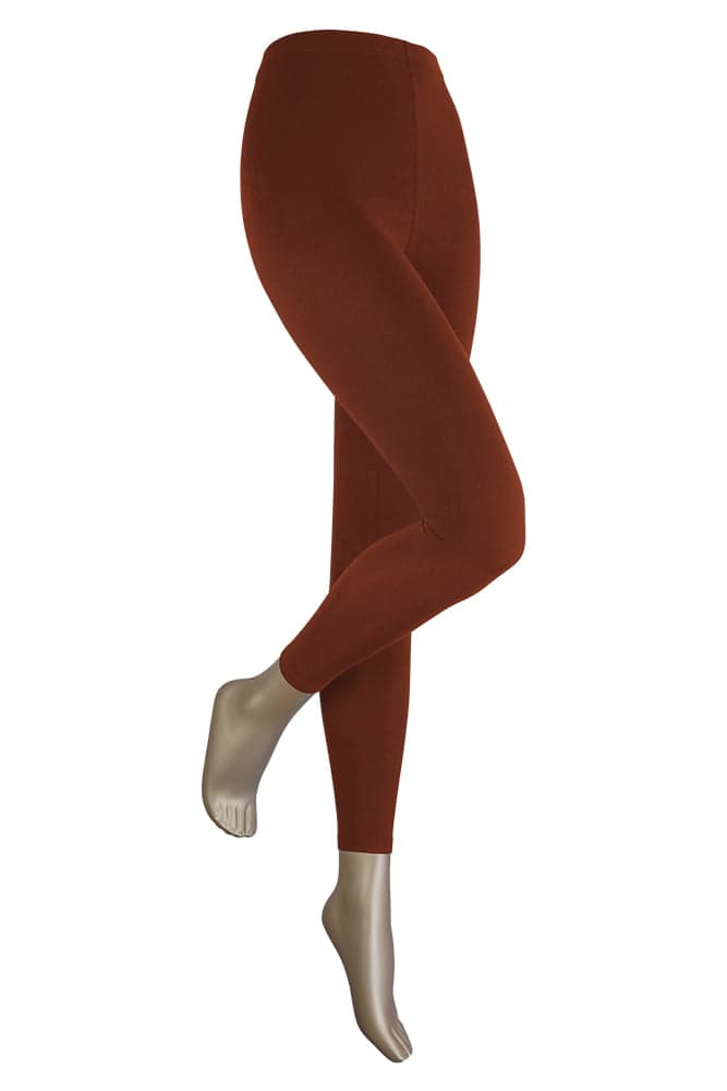 Lange Damenleggings Aus Baumwolle – Mittelbraun – Xxl