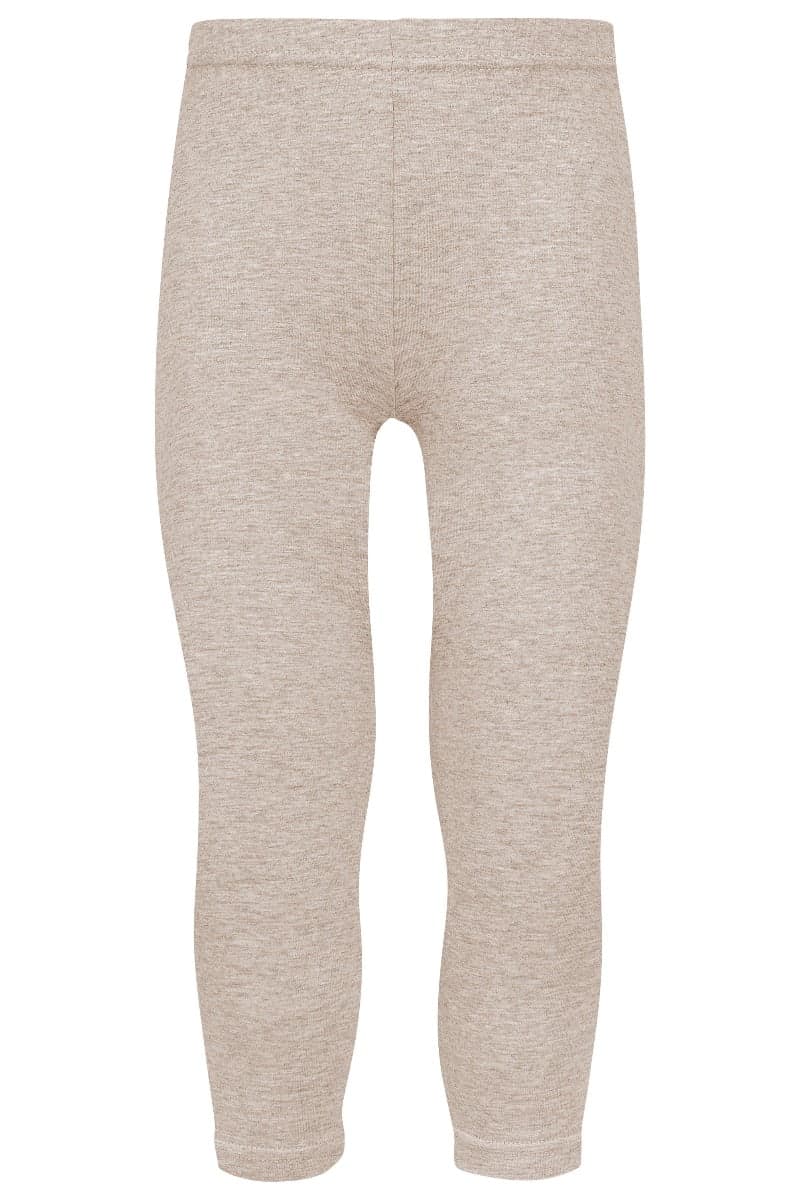Lange Kinderleggings Aus Baumwolle – Beige Melange – 116-122