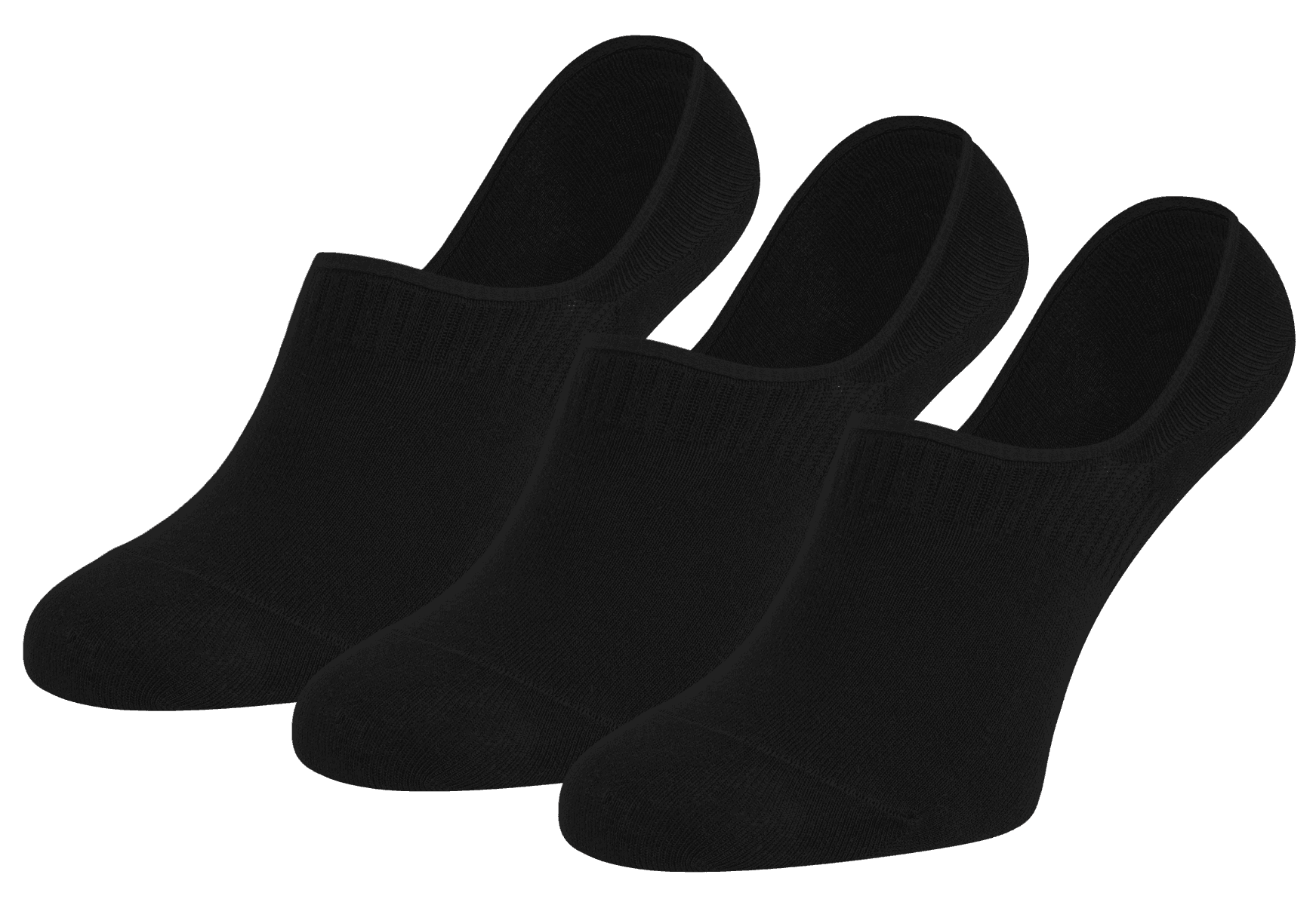 No Show Unsichtbar 3er-Pack – Schwarz – 40-46