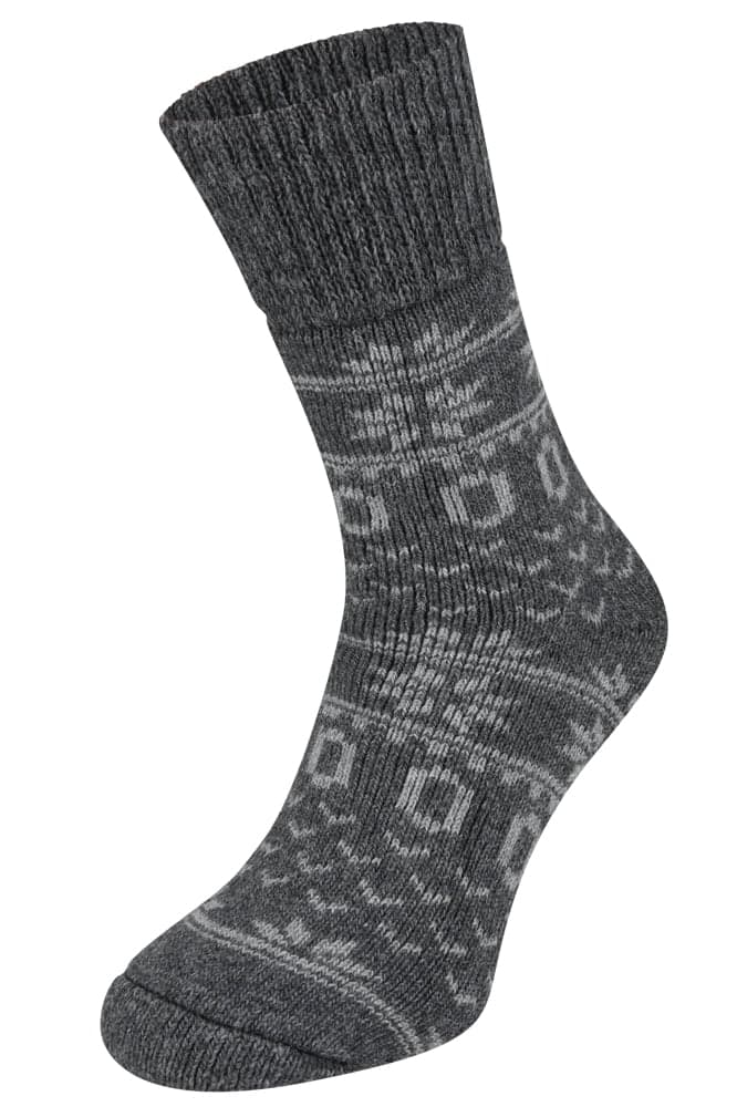 Dick Gestrickte Socken Mit Norwegischem Muster – Anthrazit – 35-38