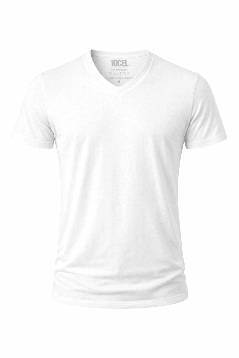 Herren T-Shirt V-Ausschnitt Aus Tencel - Weiß - S