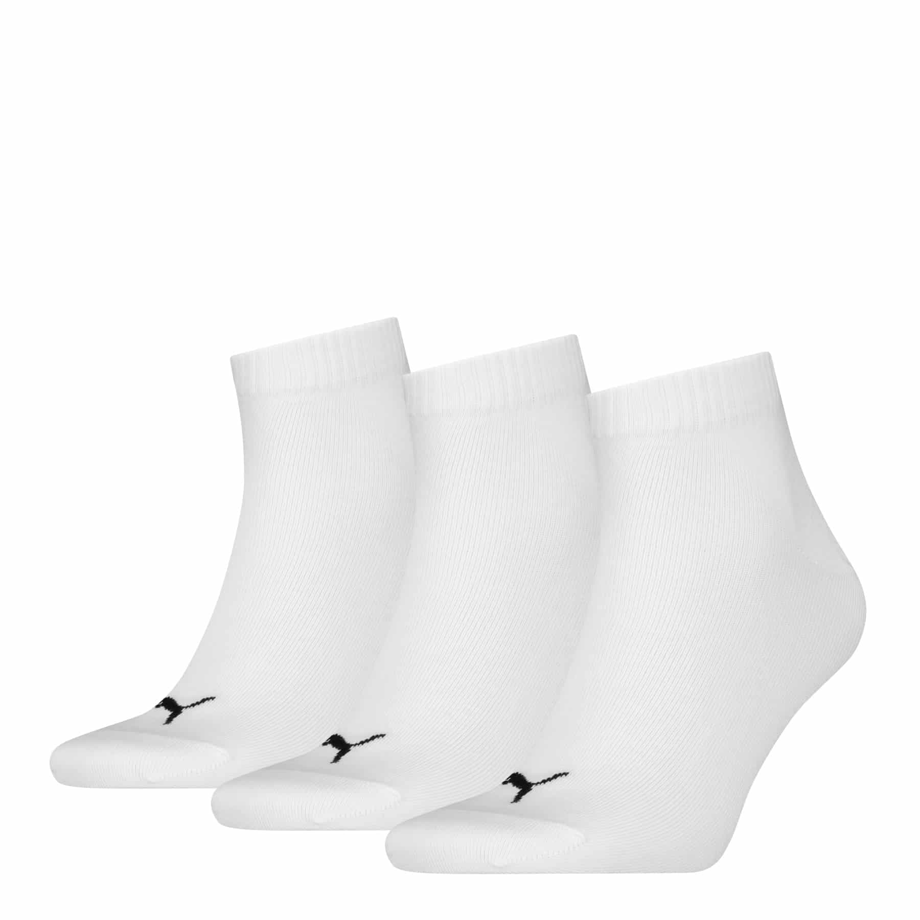 Unisex Viertelsocken 3 Paar – Weiß – 35-38