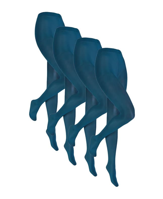 60 Denier Strumpfhose Aus Mikrofaser – Petrol – S-M - 4 Paar