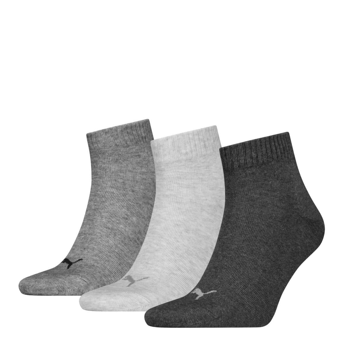 Unisex Viertel-Socken 3 Paar – Anthrazit – Grau Melange – 47-49