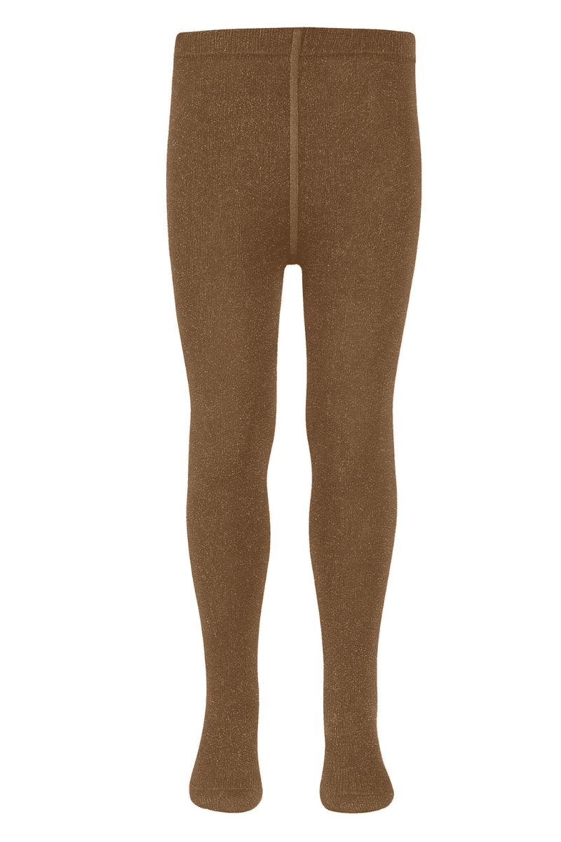 Mädchen Baumwollstrumpfhose Mit Glitzer - Toffee Melange - 110-116