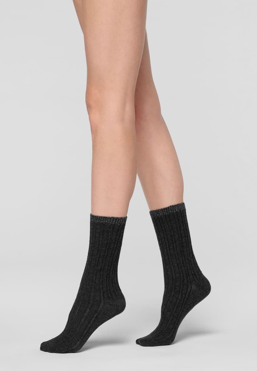 Damen Halbhohe Socken Aus Weicher Baumwolle - Schwarz - Einheitsgröße
